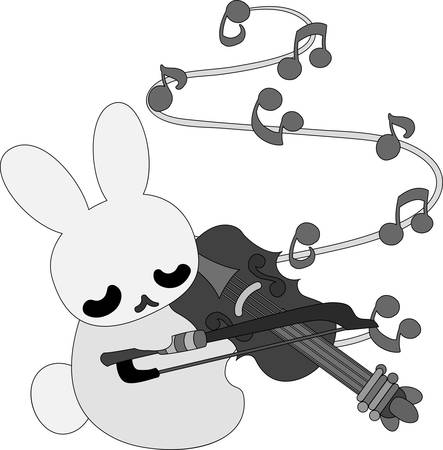 A pretty little rabbit and a violinのイラスト素材
