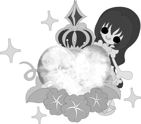 The illustration of morning glory and a girlのイラスト素材