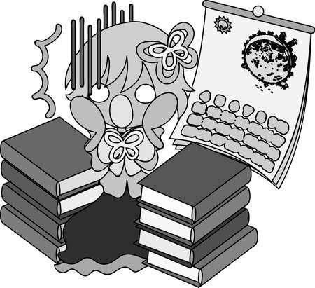 Summer memories and lots of homeworkのイラスト素材