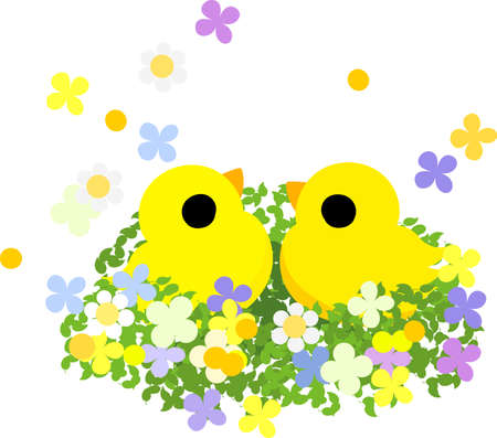 My original illustration of cute chicksのイラスト素材