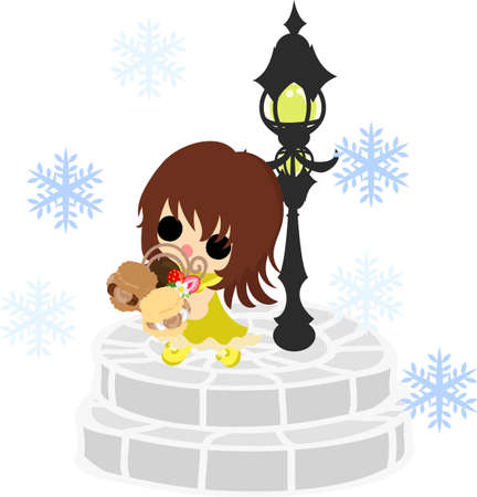 A cute little girl  and the chocolateのイラスト素材