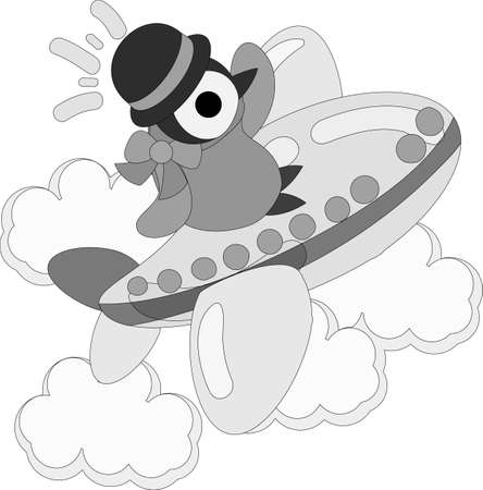 The pretty penguin baby which does the figure of the cabin attendantのイラスト素材