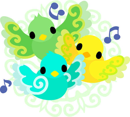The cute little birds of mysterious designのイラスト素材