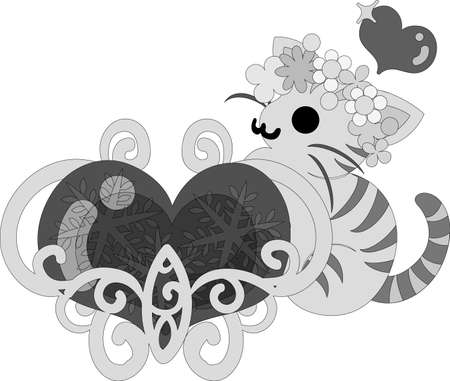 The pretty little cat and a heart jewelのイラスト素材