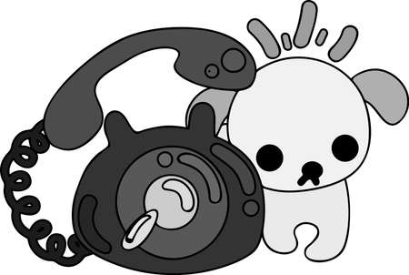 The cute dog and a telephoneのイラスト素材