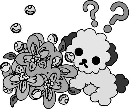 The cute dog and funny flowersのイラスト素材