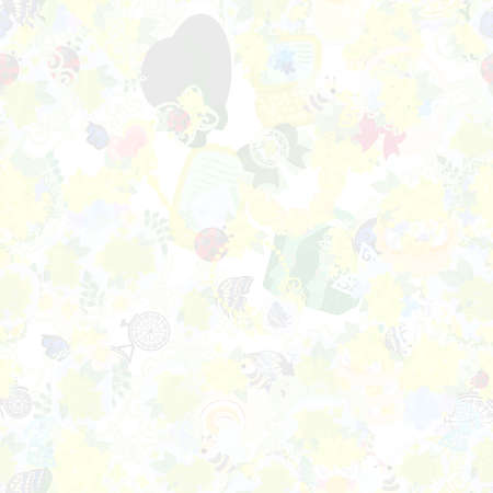 The texture that is made with various miscellaneous goods of yellow flowersのイラスト素材