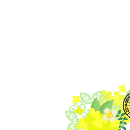 The frame that is made with yellow flower objectsのイラスト素材