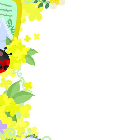 The frame that is made with yellow flower objectsのイラスト素材