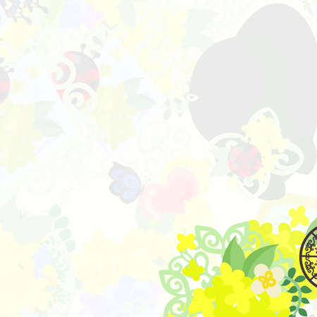 The frame that is made with yellow flower objectsのイラスト素材