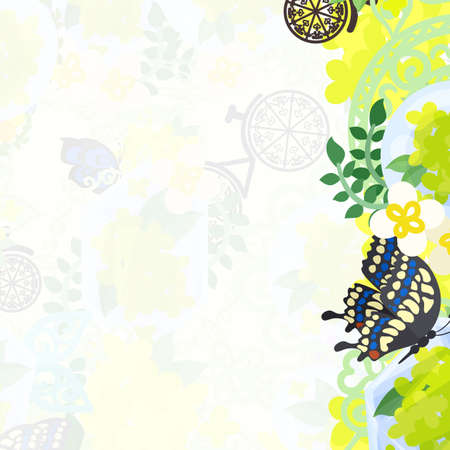 The frame that is made with yellow flower objectsのイラスト素材