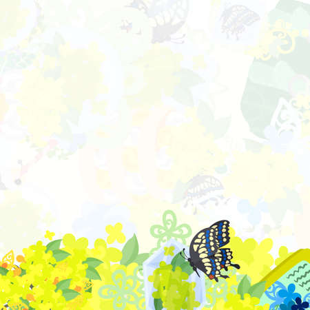 The frame that is made with yellow flower objectsのイラスト素材