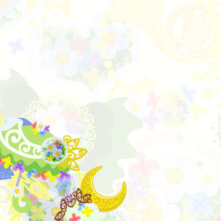 The frame that is made with flower objectsのイラスト素材