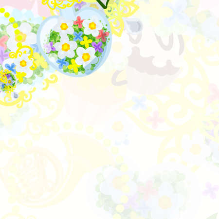 The frame that is made with flower objectsのイラスト素材