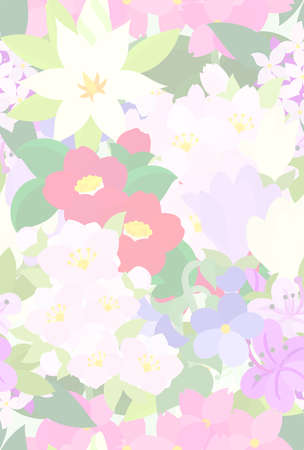 Texture made with various flowersのイラスト素材