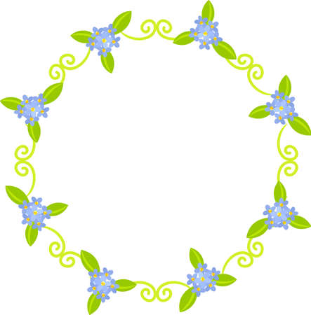 Flower design frame border made with nice myosotisのイラスト素材