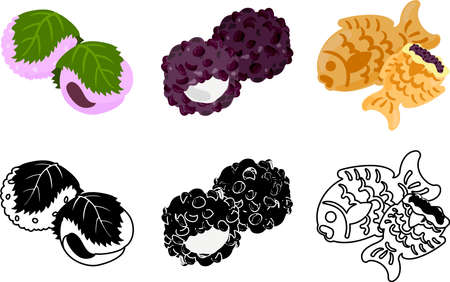The cute icons of Japanese sweetsのイラスト素材