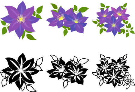 The cute icons of clematisのイラスト素材