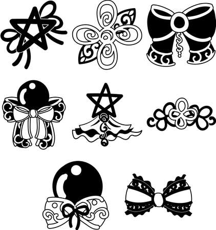 The pretty and stylish icons such as ribbons or broaches.のイラスト素材
