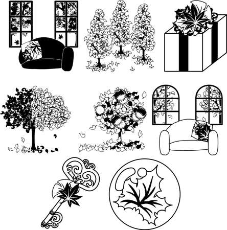 The various cute icons of autumn seasonのイラスト素材