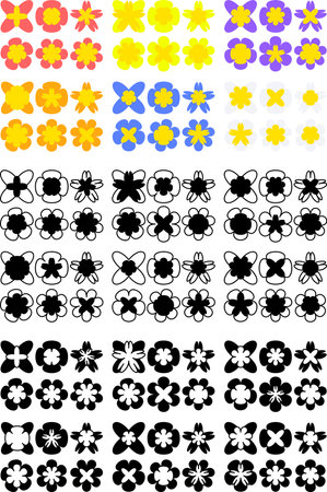 TheÂ cute iconsÂ of flowers of various shapesのイラスト素材