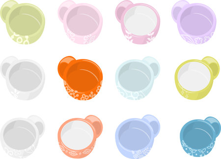 Icons of various fashionable cups for soupのイラスト素材