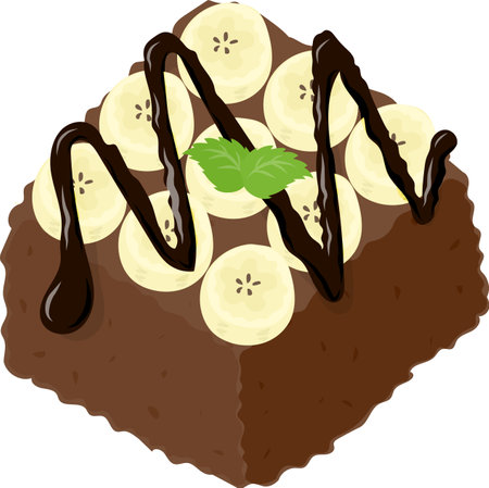 The icon of cute and delicious banana chocolate brownieのイラスト素材