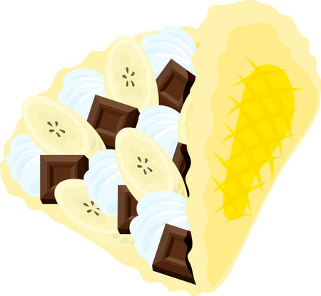 The icon of cute and delicious banana chocolate crepeのイラスト素材