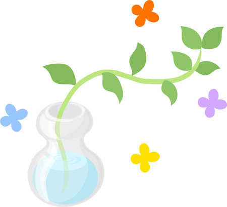 Icon of a vase with cute and small flowersのイラスト素材