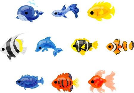 The Icon set depicting the colorful underwater world.のイラスト素材