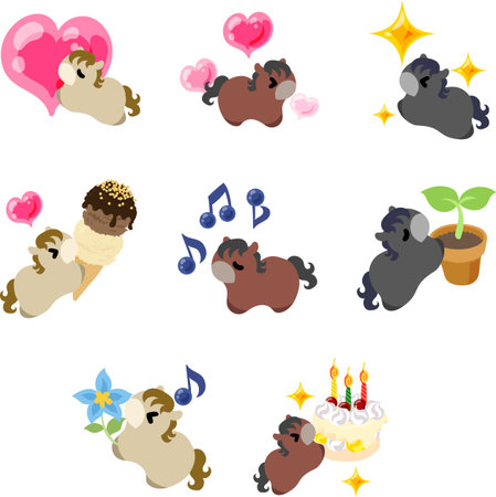 The pop and cute pony illustration set.のイラスト素材