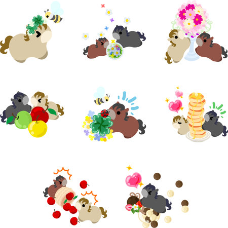 The pop and cute pony illustration set.のイラスト素材