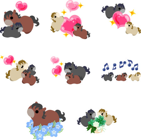 The pop and cute pony illustration set.のイラスト素材