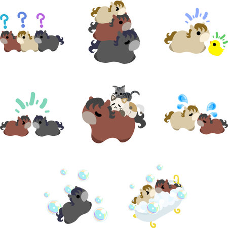 The pop and cute pony illustration set.のイラスト素材