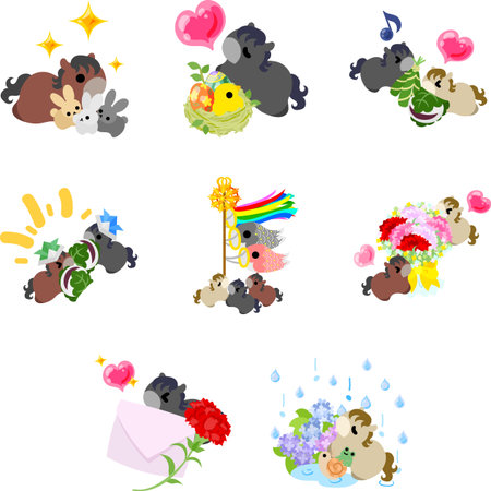 The pop and cute pony illustration set.のイラスト素材