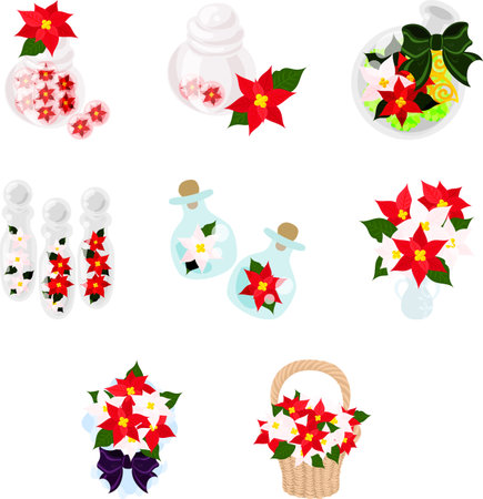 A cute and elegant poinsettia-themed illustration set.のイラスト素材