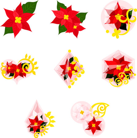 A cute and elegant poinsettia-themed illustration set.のイラスト素材