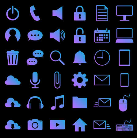 Set of business icons: for black backgroundのイラスト素材