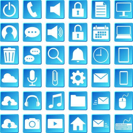 Set of business icons: button versionのイラスト素材