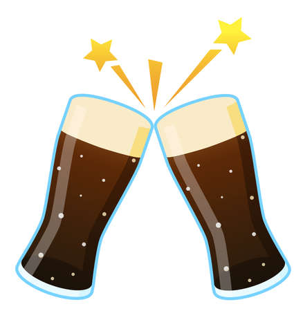 Toast with a glass of beer: dark beerのイラスト素材