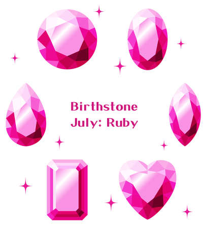 July Birthstone: Ruby Illustration Setのイラスト素材