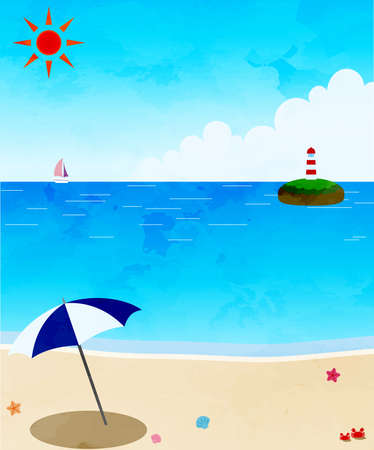 Summer beach illustrationのイラスト素材