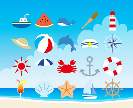 Summer beach illustrationのイラスト素材