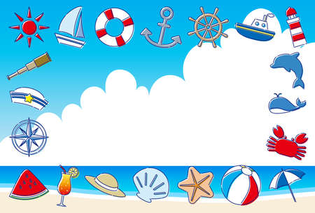 Summer beach illustrationのイラスト素材