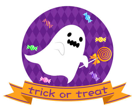 Illustration of Halloween ghost with sweetsのイラスト素材