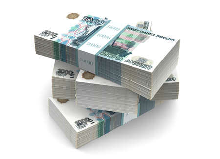 Rubles Bills Packs  with clipping path 