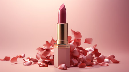 Pink lipstick elegance. Created using AI Generated technology and image editing software.の素材