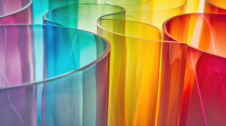 Colorful glass array. Created using AI generated technology and image editing software.の素材