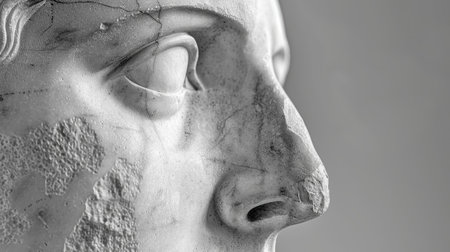Elegant stone sculpture profile. Created using AI generated technology and image editing software.の素材