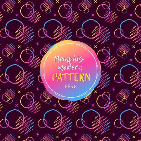 Seamless geometric pattern in retro 80s fashion style pattern illustration background. Ideal for fabric design, paper print and website backdrop.のイラスト素材